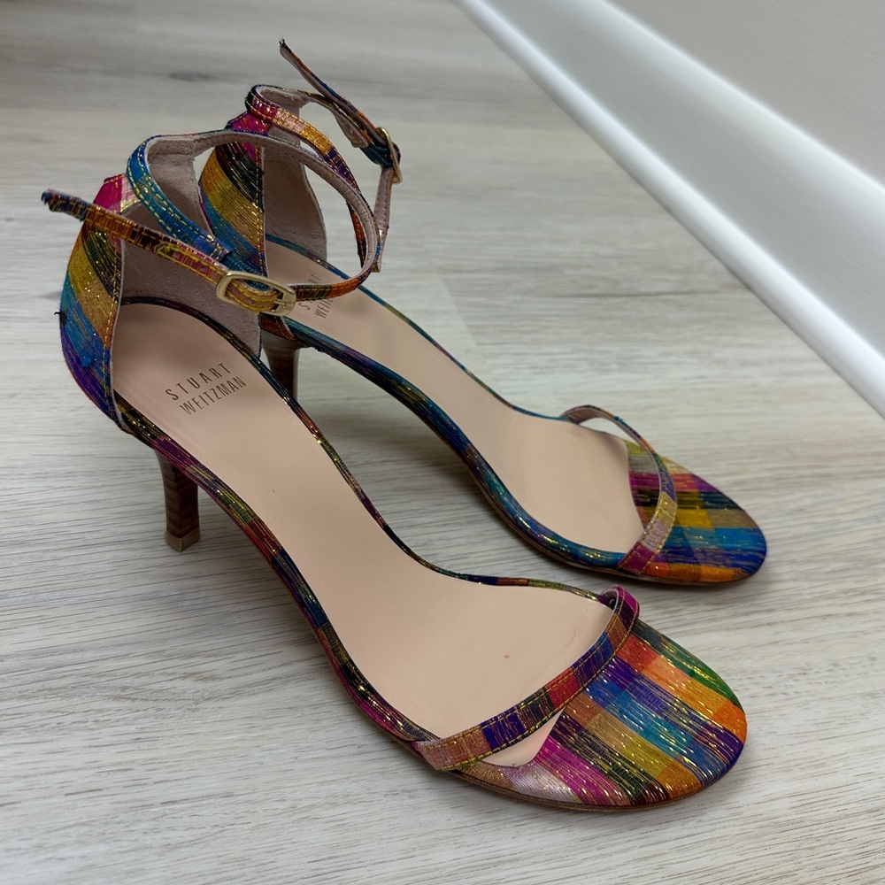 Stuart Weitzman Nunaked Metallic Multicolored Sandals